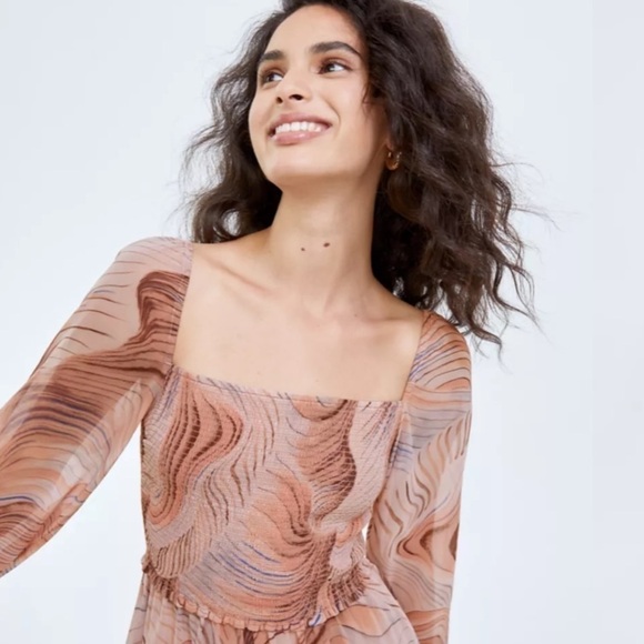 NWOT Wilfred Tempest Dress‎ size 2XL smocked long sleeves mini party pink - Picture 5 of 16